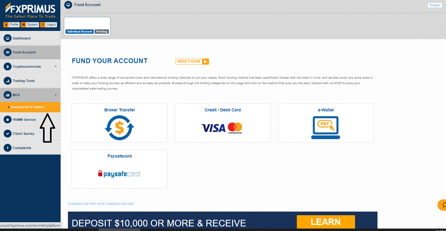 FXPrimus Account Funding