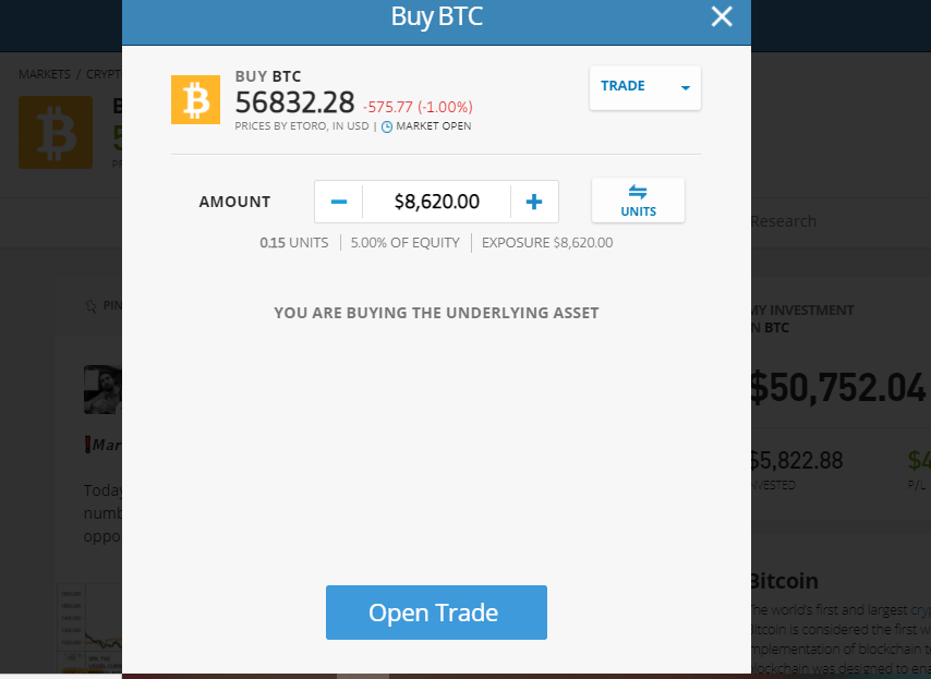 eToro AUS Buy BTC