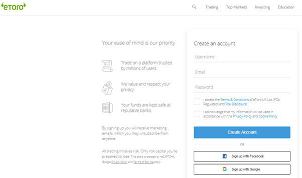 eToro Create Account